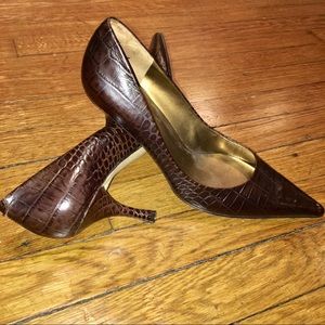 Crocodile print brown Heels (8.5) - Like New! 👠
